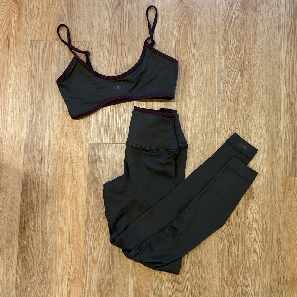 SET Active Charcoal and Maroon Workout Set